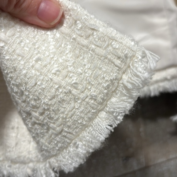 Calvin Klein Cream open front Tweed blazer size 12P - Picture 5 of 10